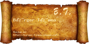 Bürger Tímea névjegykártya
